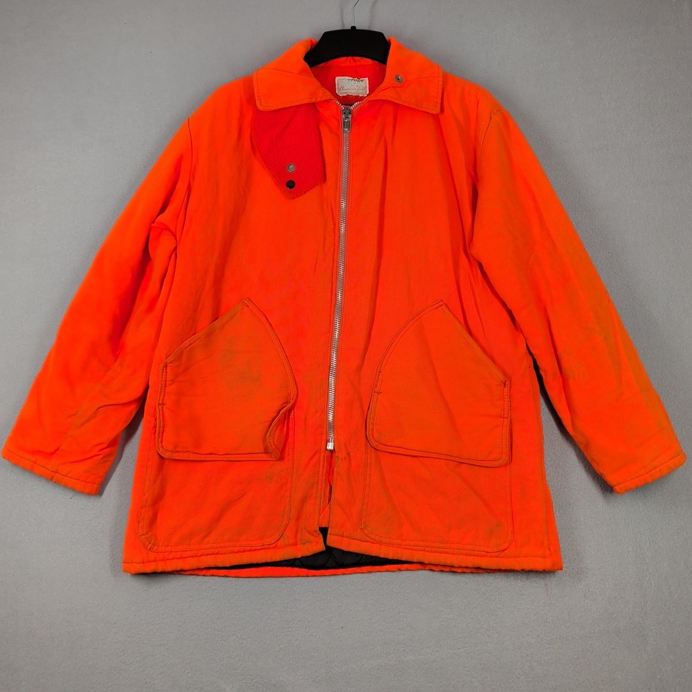 Vintage American‎ Field Jacket Mens L Orange Drybak Hunting